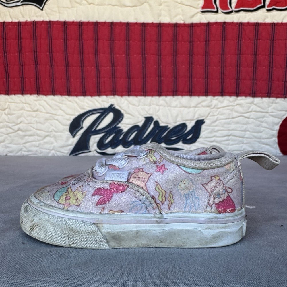 Size 4c - Vans Toddler Little Kid Light‎ Purple Glitter Mermaid Cats Sneakers